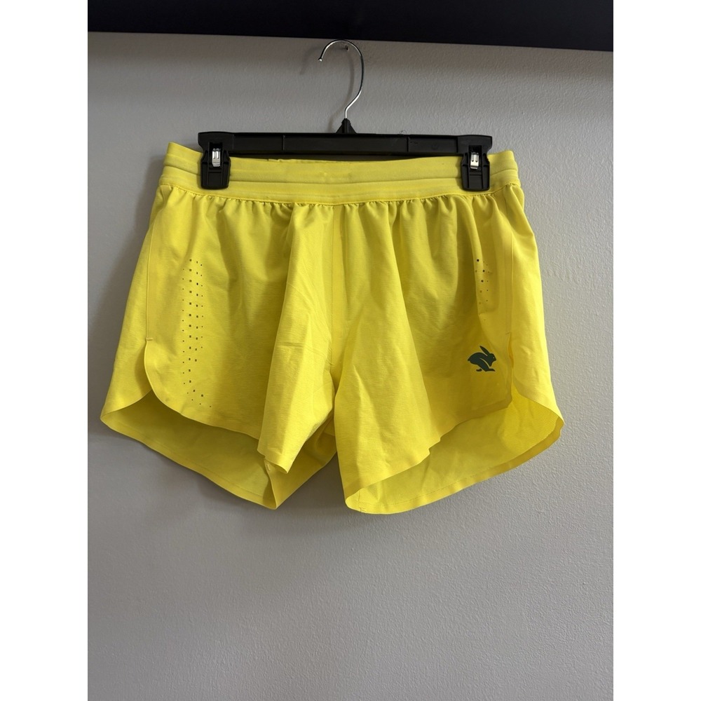 RABBIT Running Shorts Women's Small Medium SM Yellow Colorful 4" Inseam Track